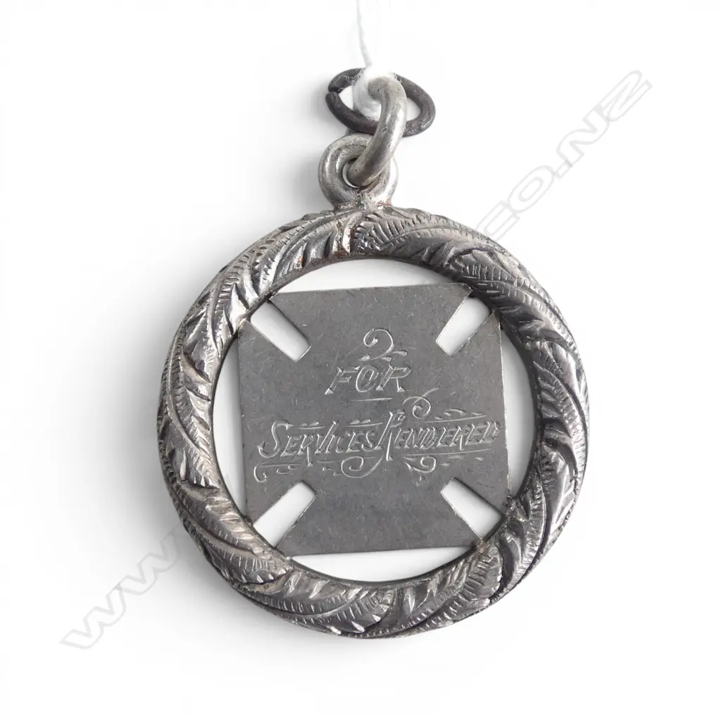 SILVER  'FOR SERVICES RENDERED' MEDAL AWARDED TO A. KELLY 1882-83 17gms Image 1++