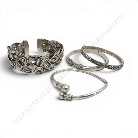 3 925 SILVER BANGLES, 38gms + ANOTHER TESTING AS SILVER PLATE
