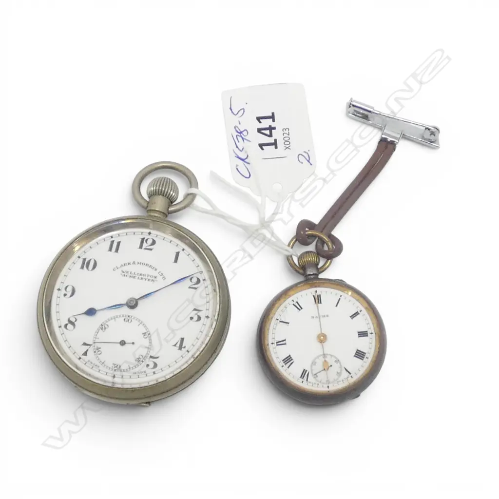 2 VINTAGE WATCHES: open face pocket watch + ladies Baume open face. Not running Image 1++