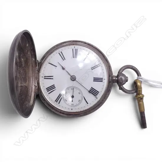 Victorian GENT'S SILVER HUNTER POCKET WATCH Birmingham 1880 with key - running