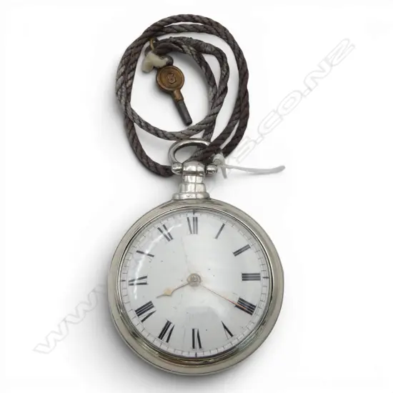 London 1828 SILVER PAIR CASED FUSEE VERGE POCKET WATCH hair cracks to dial