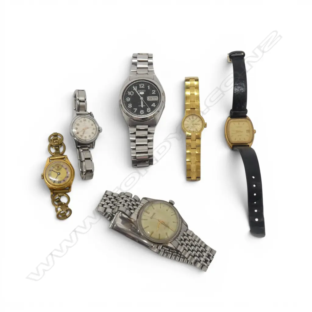 6 VINTAGE WRISTWATCHES: 2 GENT'S (Seiko 5 + Olma Polo) + 4 ladies Image 1++