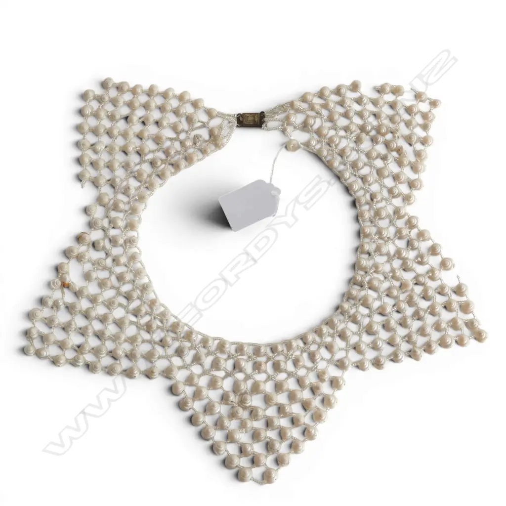 VINTAGE MULTI PEARL SHELL COLLAR laced with small beads Image 1++