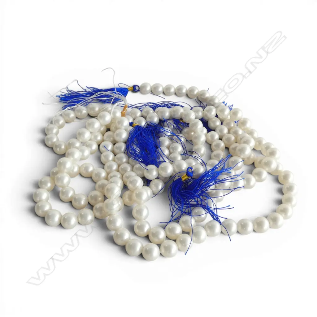 5 FAUX PEARL STANDS w. TASSEL ENDS L.400mm Image 1++