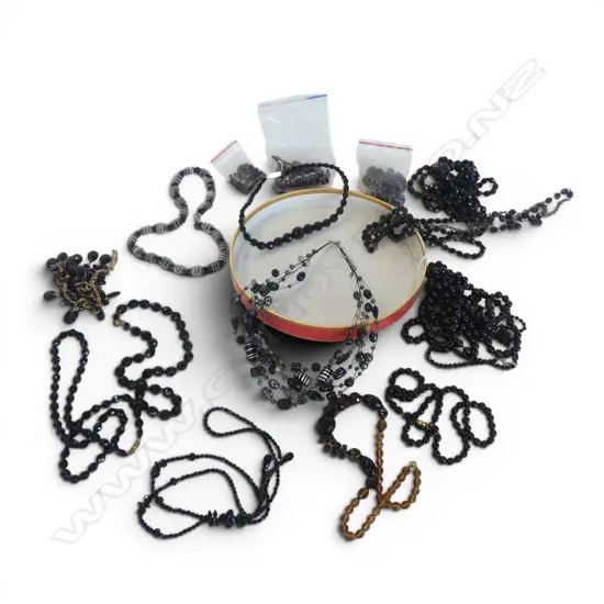 BLACK BEAD NECKLACES + LOOSE BEADS