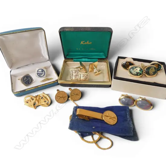8 PRS MEN'S VINTAGE CUFFLINKS MANY AIR NEW ZEALAND & PLATED DC10 AIRCRAFT TIE PIN & CUFFLINKS