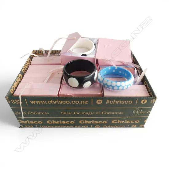 BOX OF PLASTIC BANGLES VARIOUS as new in boxes
