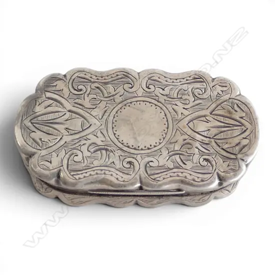 VICTORIAN STG SILVER ENGRAVED VINAIGRETTE, BIRMINGHAM 1876, 23.33gms W.47mm