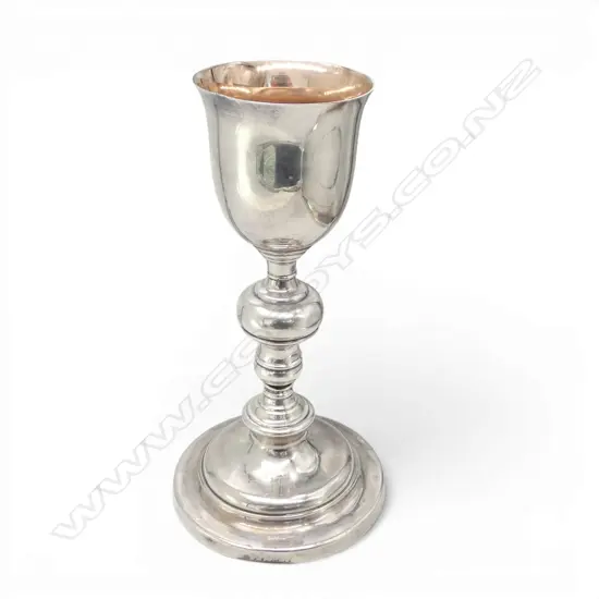 EARLY/MID 20thC CHURCH CHALICE testing as silver but possibly plated ? Screw thread. H.220mm. Cross engraved. 440gms 