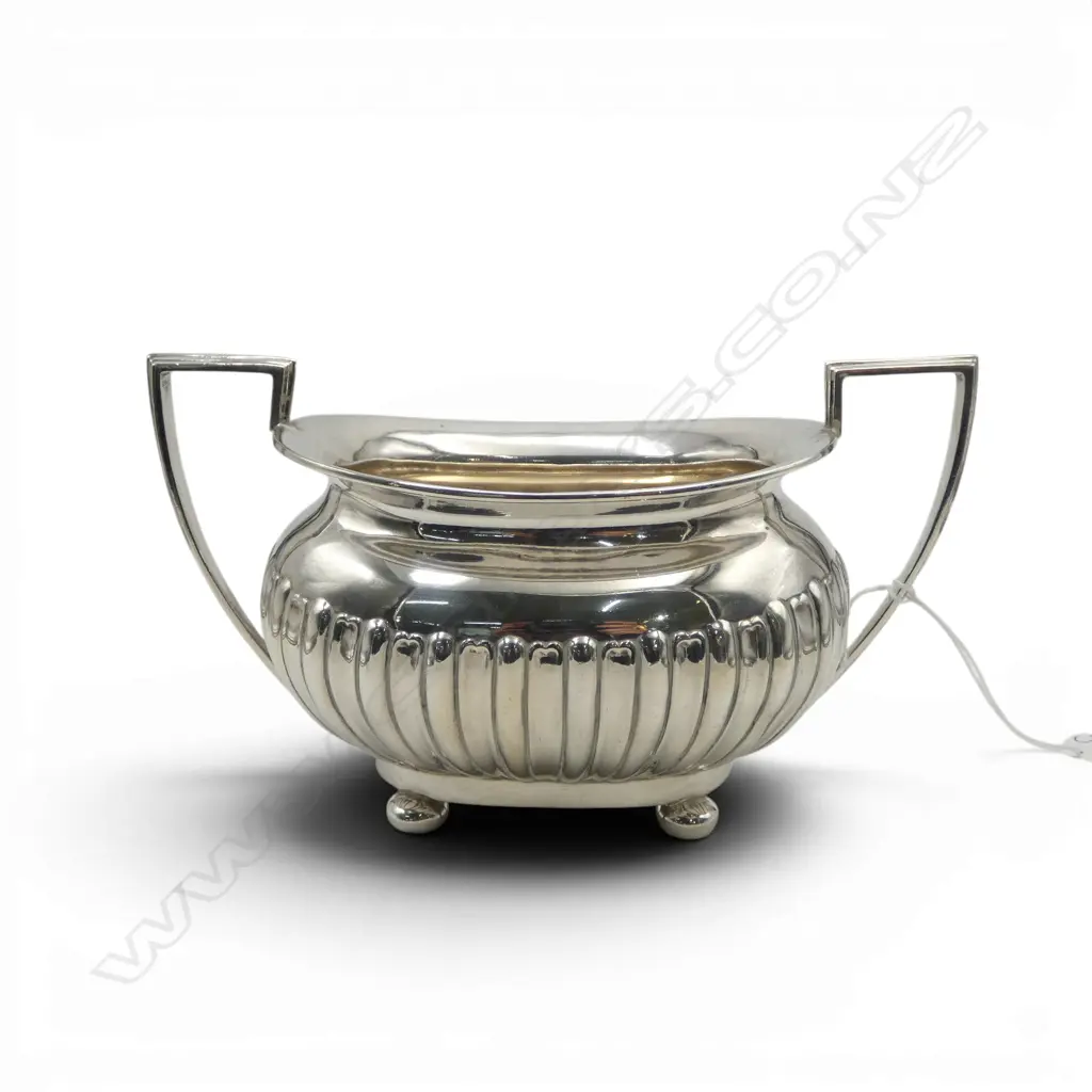STG SILVER SUGAR BOWL, WALKER & HALL, 1898 294gms Image 1++