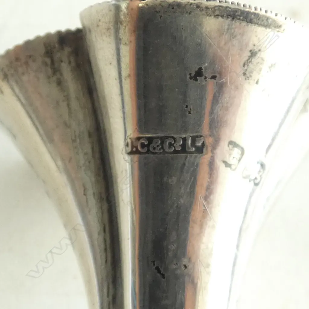 STG SILVER BOAT, RING 27gms + SMALL WEIGHTED TRUMPET VASE H.95mm Image 1++