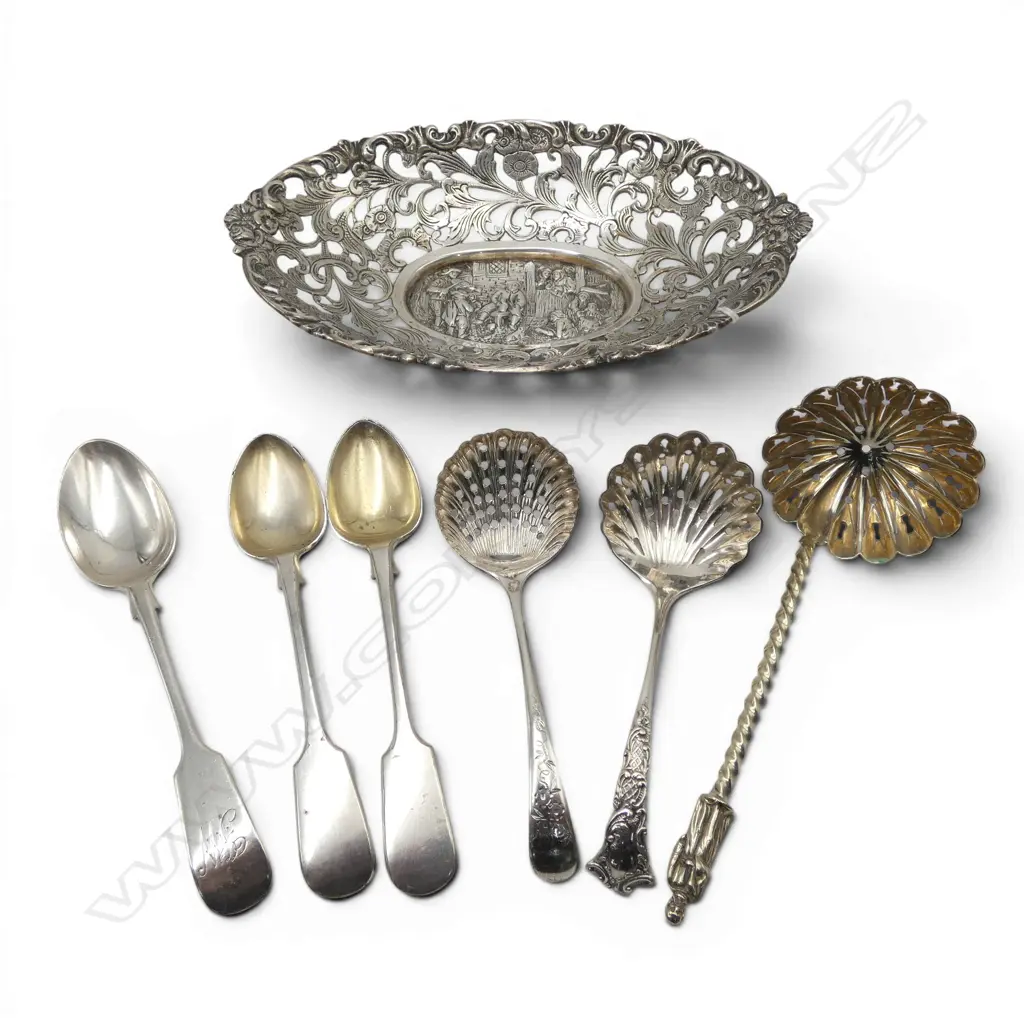 DISH TESTING AS 850 SILVER 175x110mm 148gms + 6 PCES EP CUTLERY Image 1++