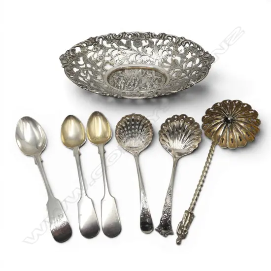 DISH TESTING AS 850 SILVER 175x110mm 148gms + 6 PCES EP CUTLERY