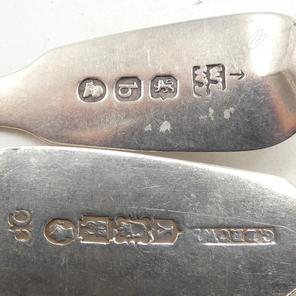 2 PRS STG SILVER TEA SPOONS, (1 PR DUBLIN 1844) 85gms Image 1++