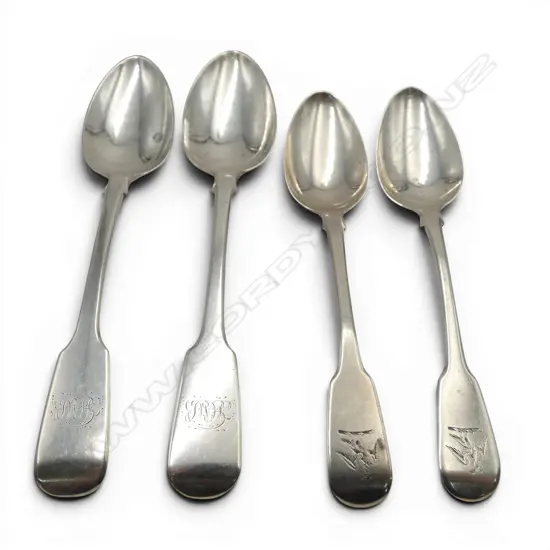 2 PRS STG SILVER TEA SPOONS, (1 PR DUBLIN 1844) 85gms