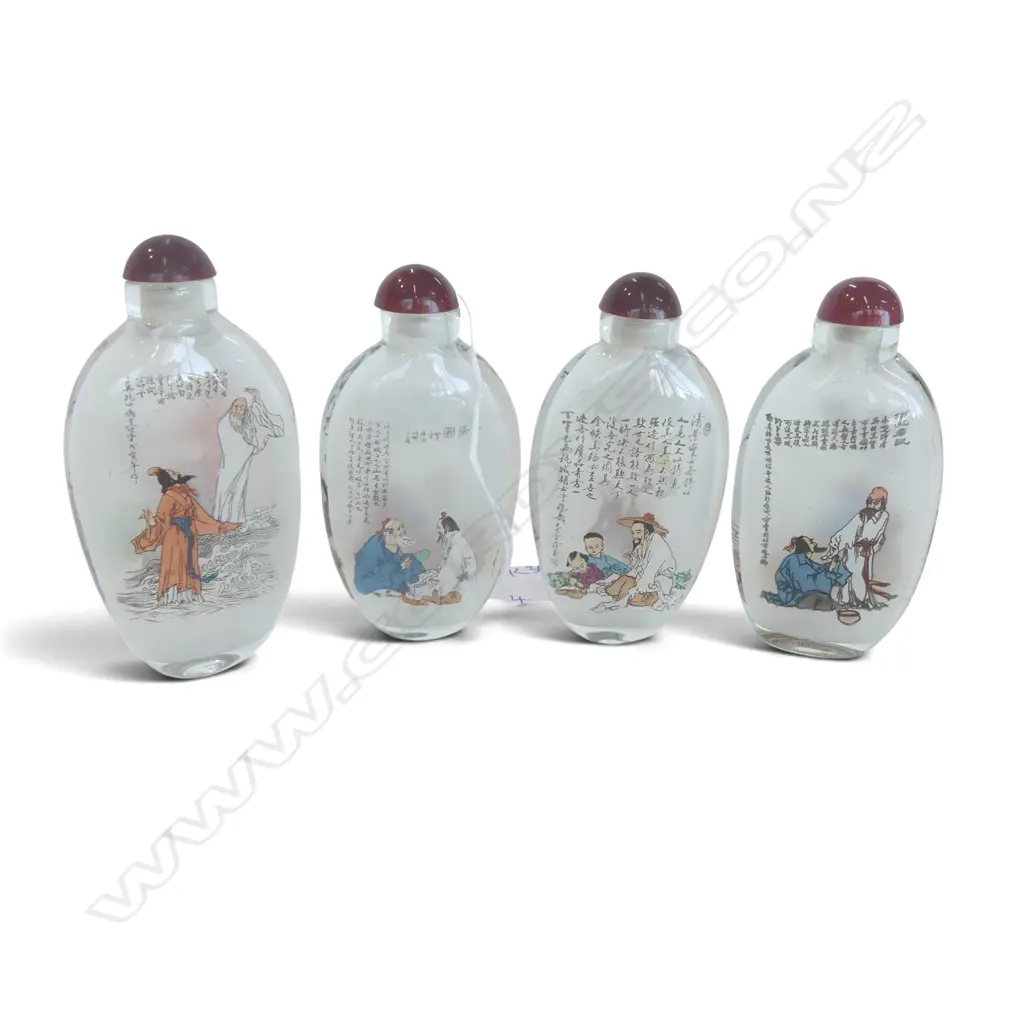 4 GLASS SNUFF BOTTLES H.90mm Image 1++