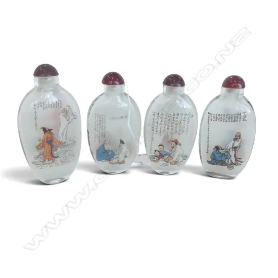 4 GLASS SNUFF BOTTLES H.90mm