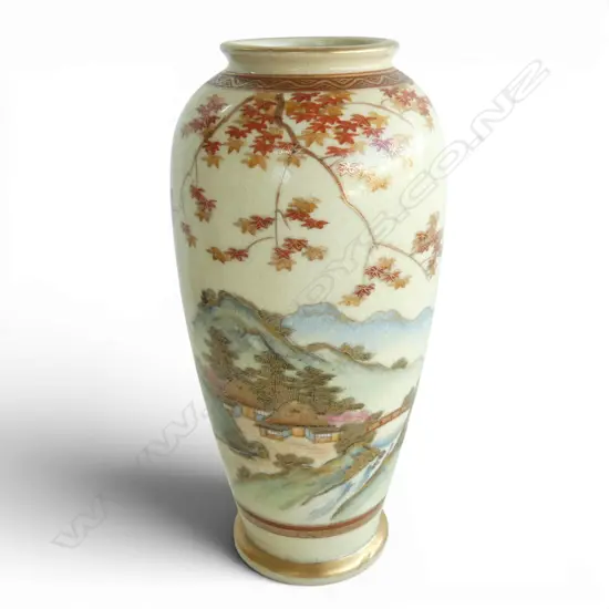 JAPANESE SATSUMA SCENIC PAINTED VASE H180MM