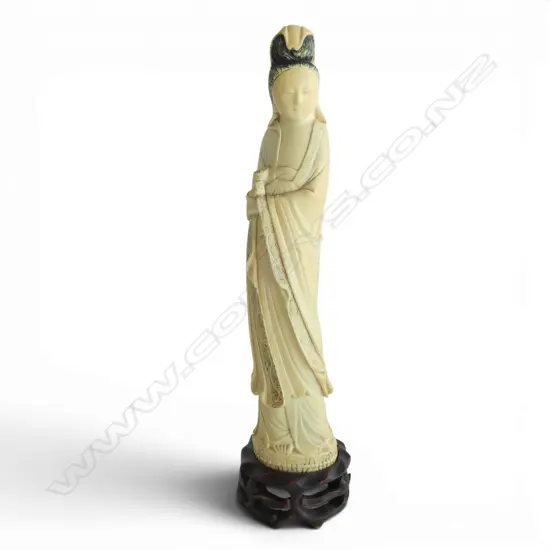 ANTIQUE CHINESE IVORY FIGURINE ON STAND H240MM CHIPPED HAND