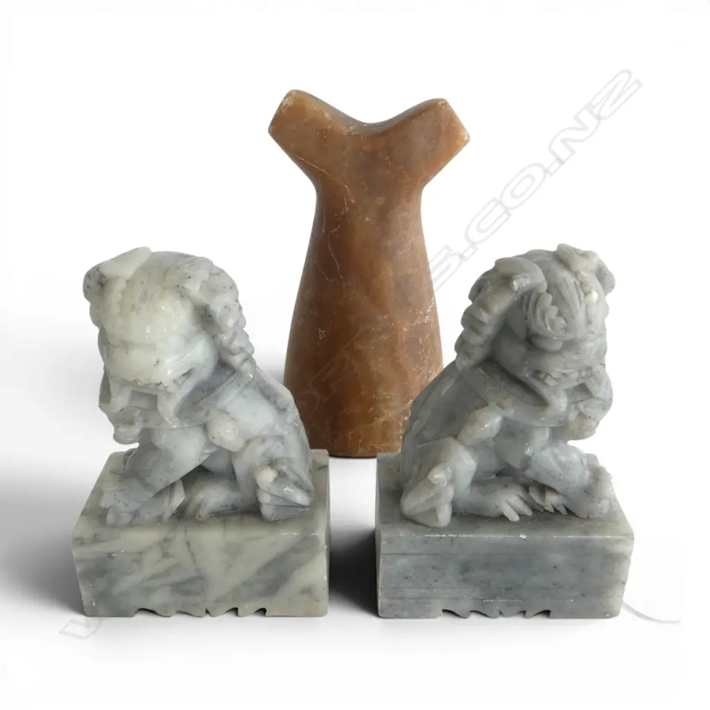 PR SOAPSTONE FU DOGS faults + STONE POUNDER H.170mm Image 1++