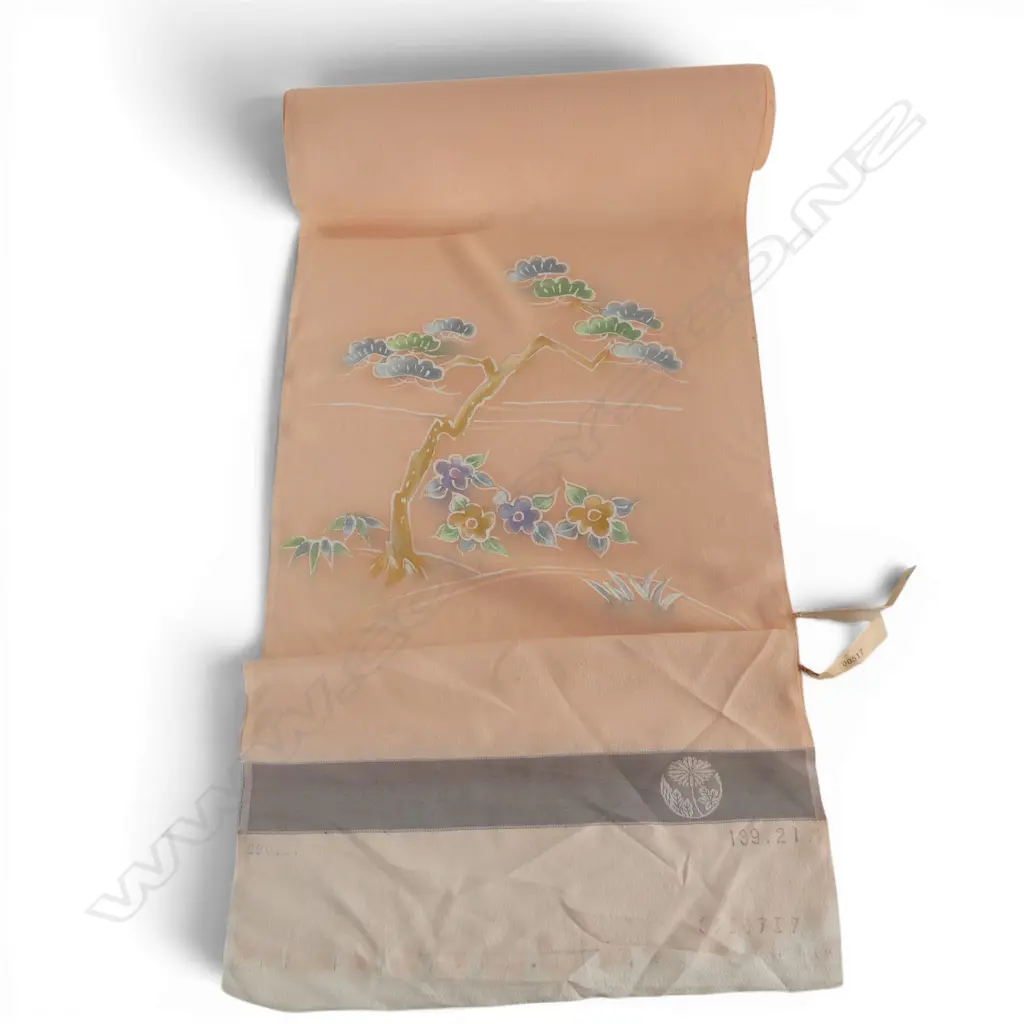Unused 1980's NISHIJIN TEXTILE (Kyoto) JAPANESE SILK ROLL L.12M W.370mm. New old stock Image 1++