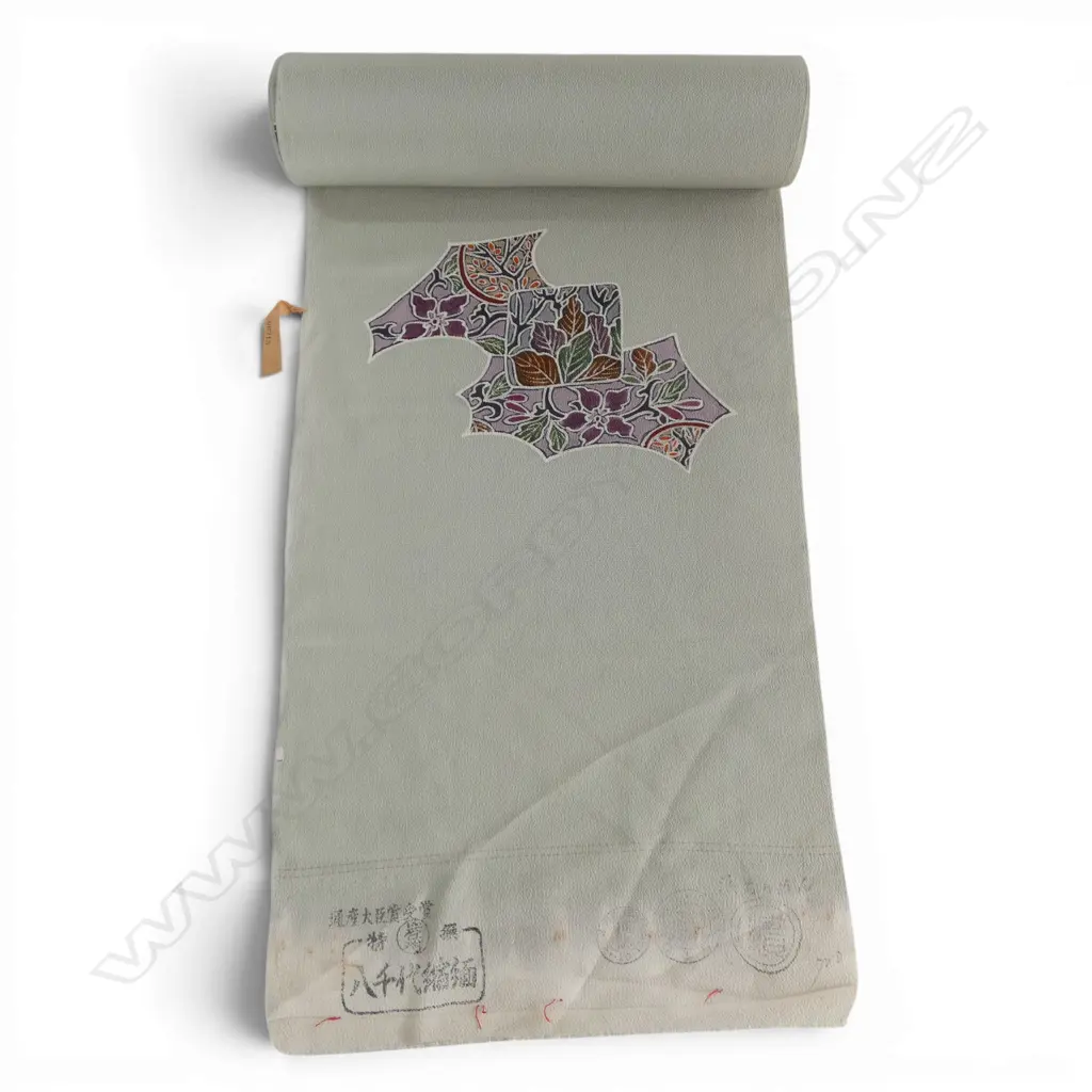 Unused 1980's NISHIJIN TEXTILE (Kyoto) JAPANESE SILK ROLL L.12M W.370mm. New old stock Image 1++