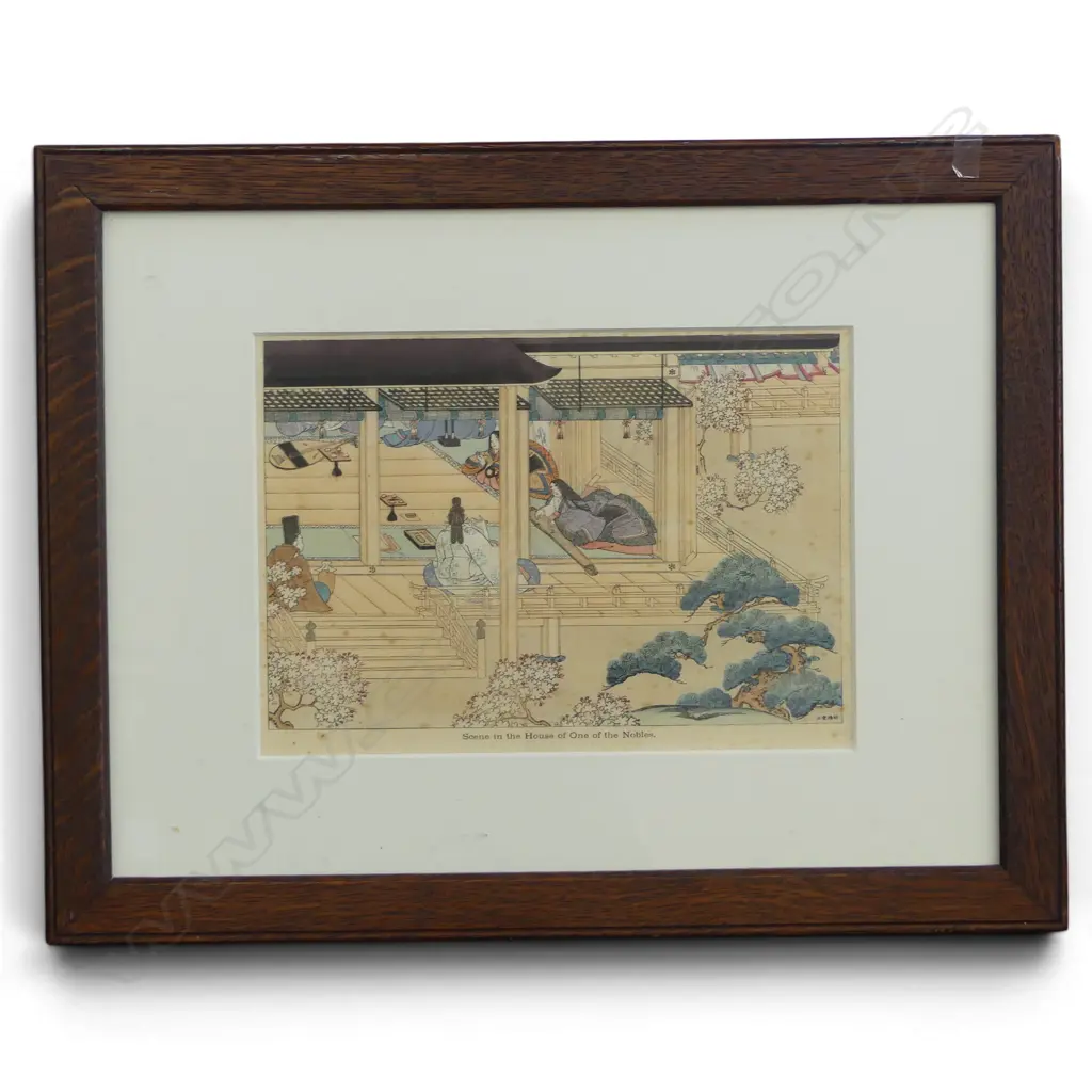JAPANESE PRINT 'SCENE IN THE HOUSE OF ONE OF THE NOBLES' 185x260mm FOXING Image 1++