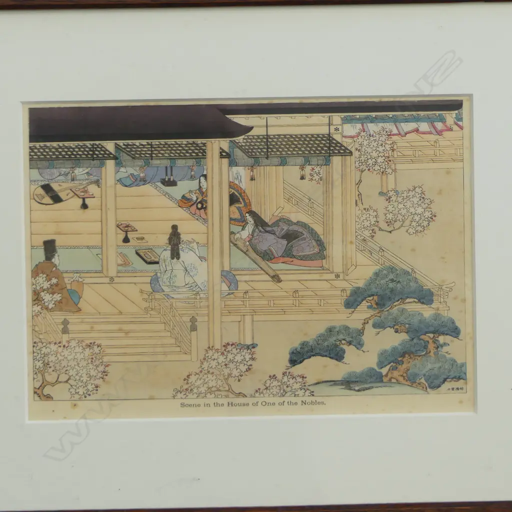 JAPANESE PRINT 'SCENE IN THE HOUSE OF ONE OF THE NOBLES' 185x260mm FOXING Image 1++