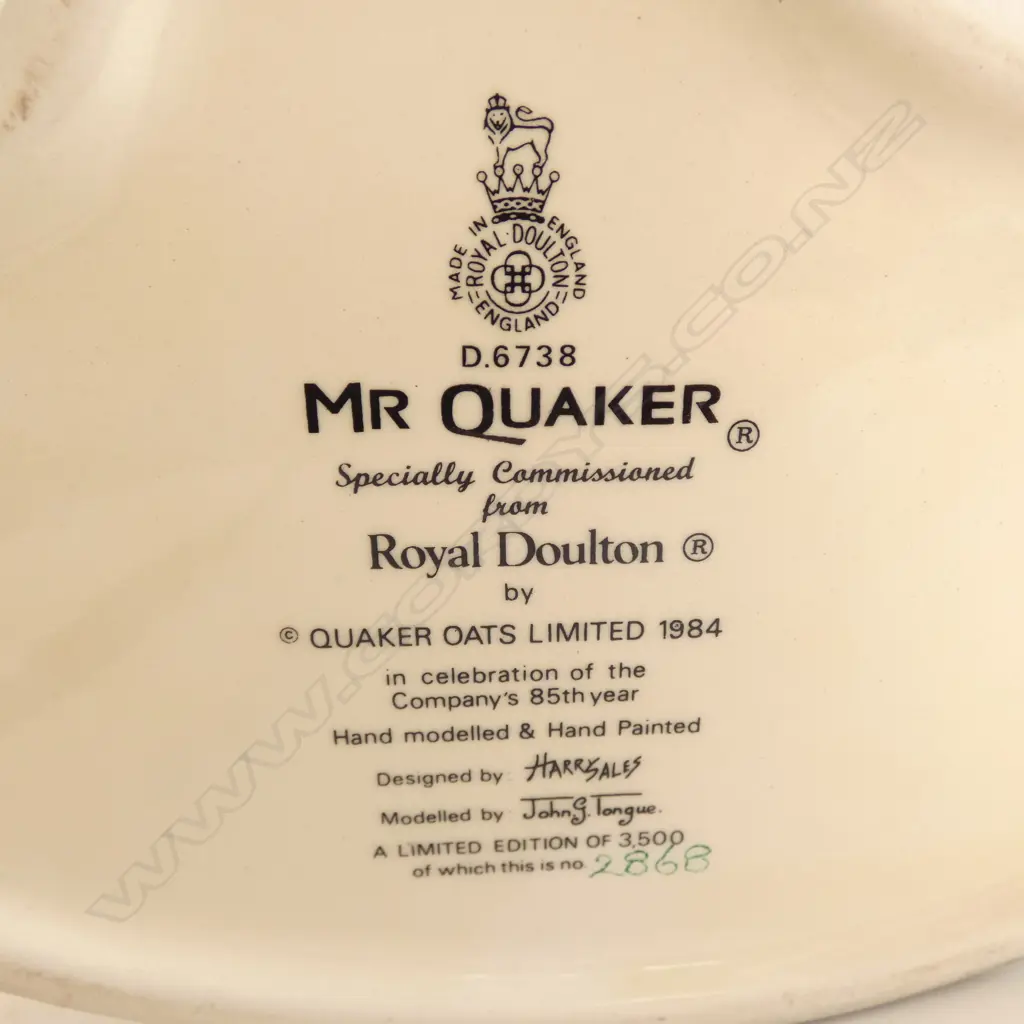 3 ROYAL DOULTON TOBY JUGS; THOMAS JEFFERSON, CHARLIE CHAPLIN, MR QUAKER H.180mm Image 1++