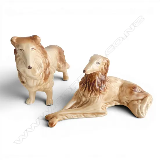 c1940 SYLVAC BORZOI DOG #19, H.100x200mm & SYLVAC COLLIE DOG #1548, H.130x200mm