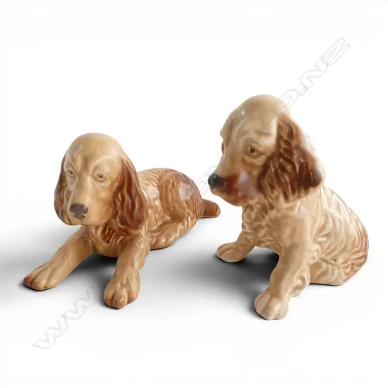 2 SYLVAC SPANIELS 1940-50, #114 H.90x115mm, H,120x120mm