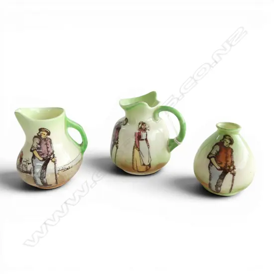 3 ROYAL DOULTON 'DUTCH A-HARLEM' WARE MINIATURES