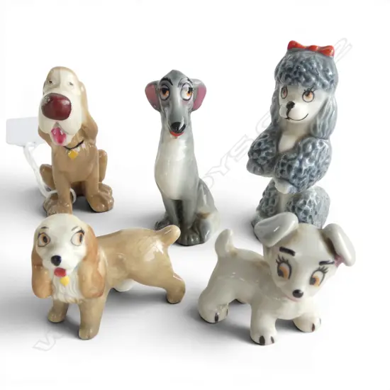 5 WADE DISNEY FIGURES LADY, FIFI, SCAMP, TRUSTY & BORIS, H.45MM-65MM