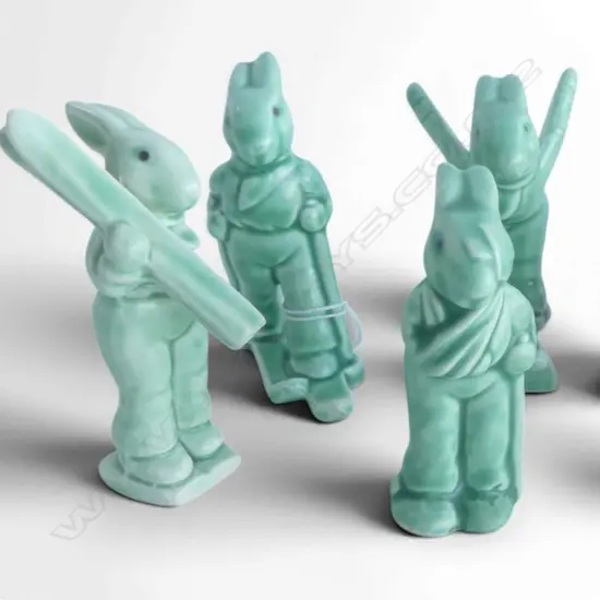 4 SYLVAC SKIING BUNNY RABBITS (#29. 25. 26.28) H.80mm