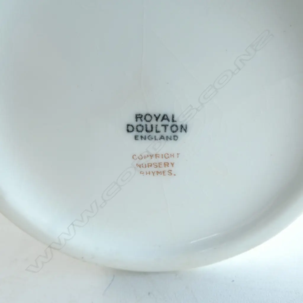 2 PCS ROYAL DOULTON NURSERY RHYMES; JUG 'Where are you going to', H.110mm & MUG 'There was an old woman', H.80mm Image 1++