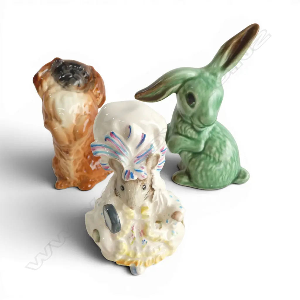 BESWICK CHINA PEKENESE H120MM BEATRIX POTTER LADY MOUSE H100MM & SLYVAC BUNNY H140MM Image 1++