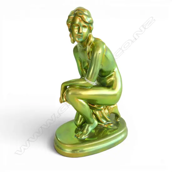 ZSOLNAY HUNGARIAN GREEN LUSTRE NUDE LADY FIGURE H.250mm