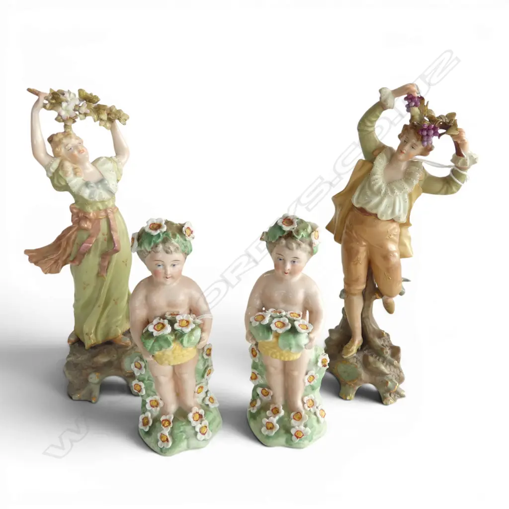 PR ANTIQUE CONTINENTAL PORCLAIN DANCING FIGURES H175MM & PR ANTIQUE PUTTI FIGURES H115MM Image 1++