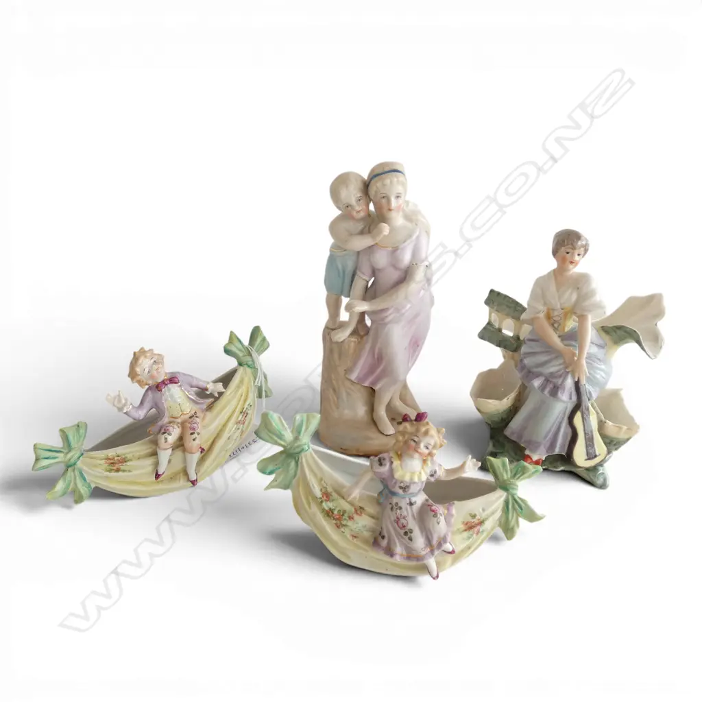 4 EDWARDIAN CHINA FIGURAL ORNIMENTS H190MM TALLEST Image 1++