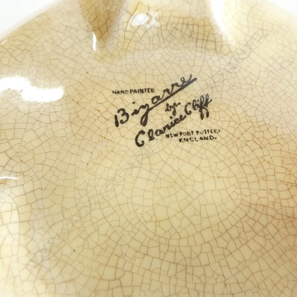 CLARICE CLIFF BIZARRE CROCUS PAT BOWL DIA190MM HAIR CRACK Image 1++