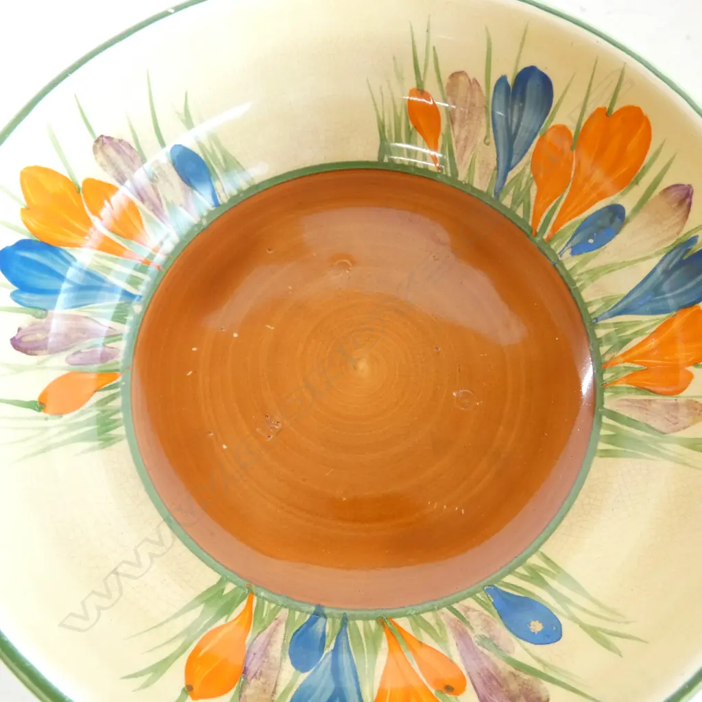 CLARICE CLIFF BIZARRE CROCUS PAT BOWL DIA190MM HAIR CRACK Image 1++