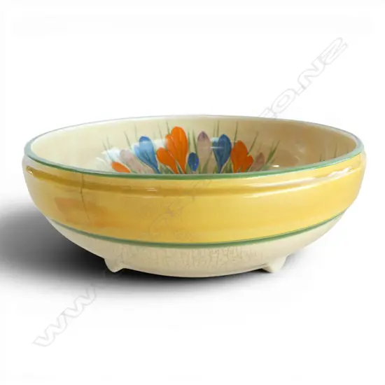 CLARICE CLIFF BIZARRE CROCUS PAT BOWL DIA190MM HAIR CRACK