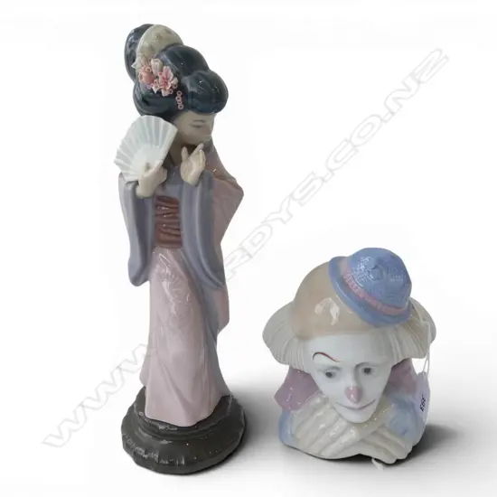 LLADRO JAPANESE LADY WITH FAN minor faults + unmarked clown