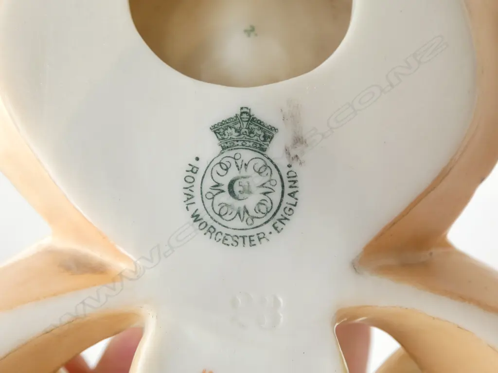 OLD ROYAL WORCESTER ORCHID WALL VASE faults H.200mm + EGG CODDLER  Image 1++