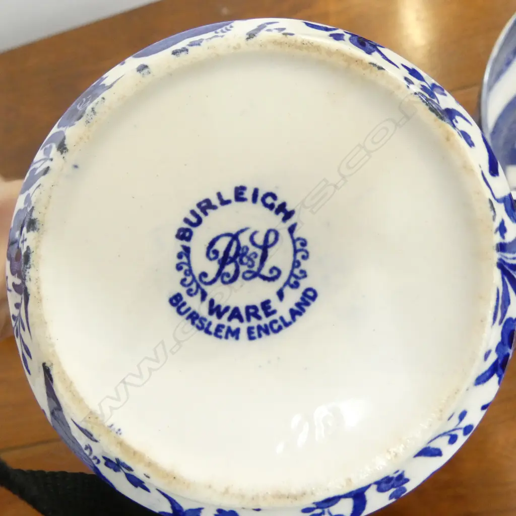 ROYAL DOULTON "WILLOW" PATTERN BOWL Dia.205mm, BURLEIGH JUG & PR ROYAL WORCESTER VASES Image 1++