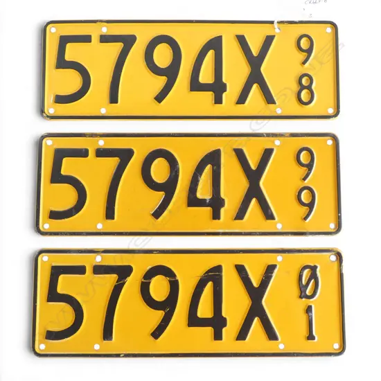 3 1998 CAR DEALER LICENCE PLATES '5794X98' etc