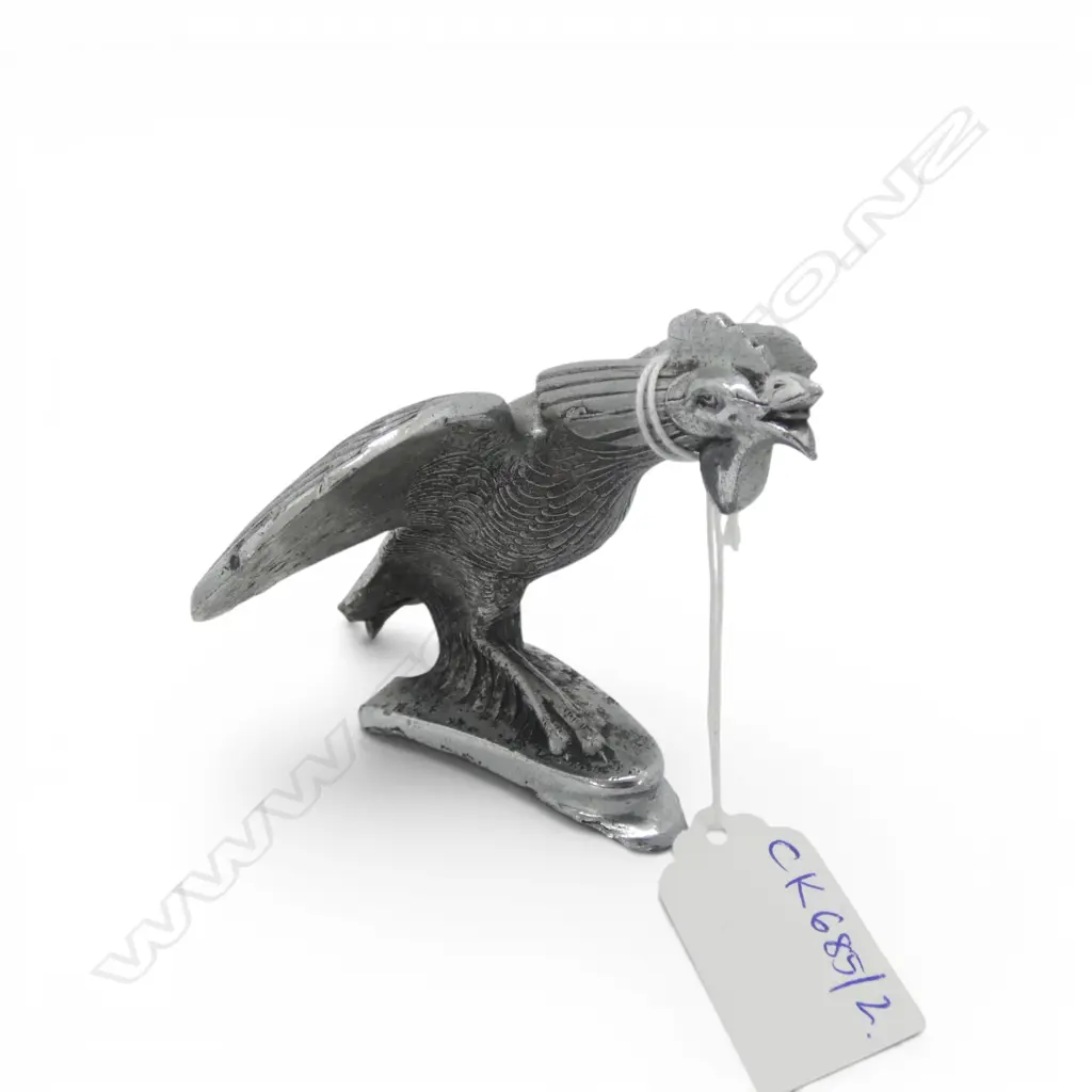 CHROMED SINGER BANTAM COCKERALL SPORTS CAR MASCOT H.80mm Image 1++