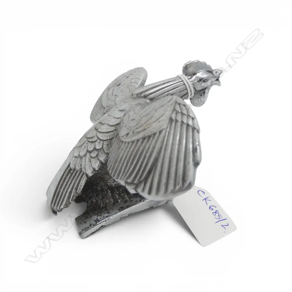 CHROMED SINGER BANTAM COCKERALL SPORTS CAR MASCOT H.80mm Image 1++