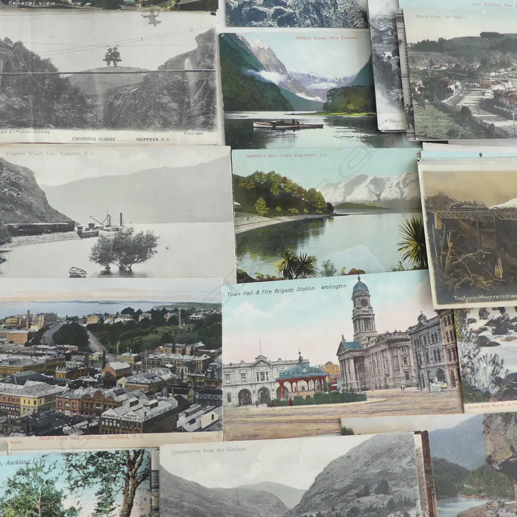 70 OLD NZ POSTCARDS NT & ST ISLANDS (REVERSE AS IS) Image 1++