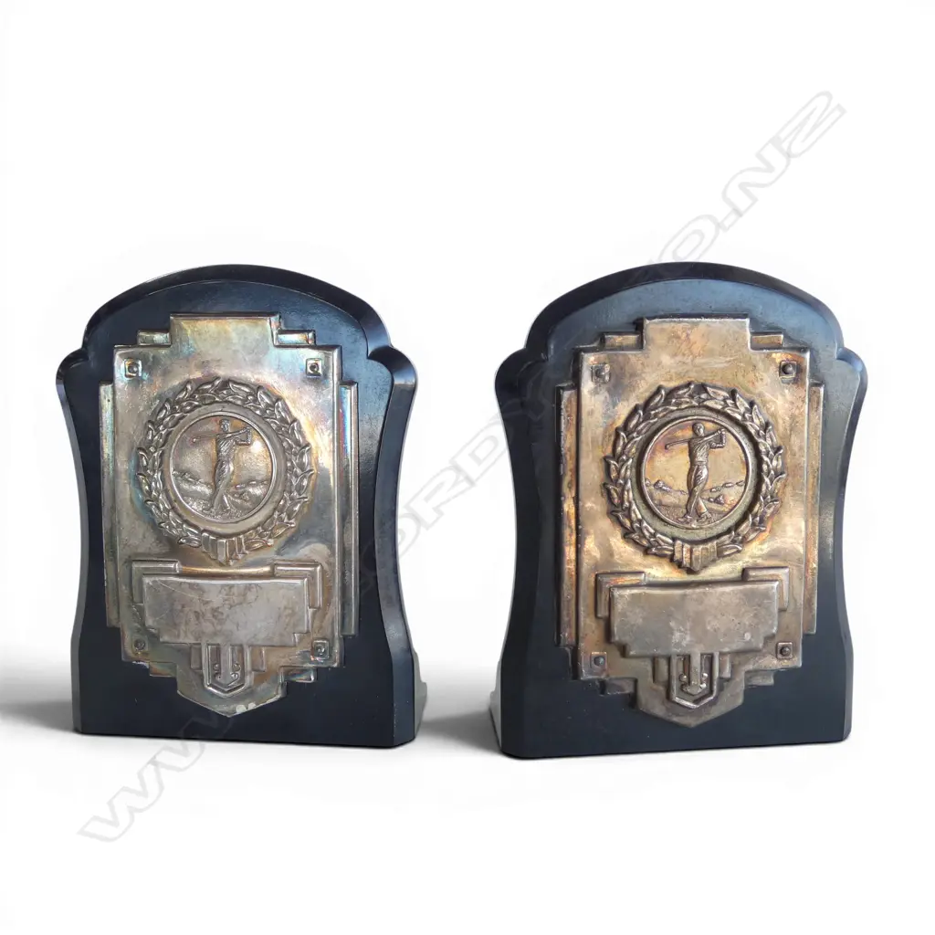 PR DECO SILVER PLATED GOLF TROPHIES on bakelite stand H.110mm Image 1++